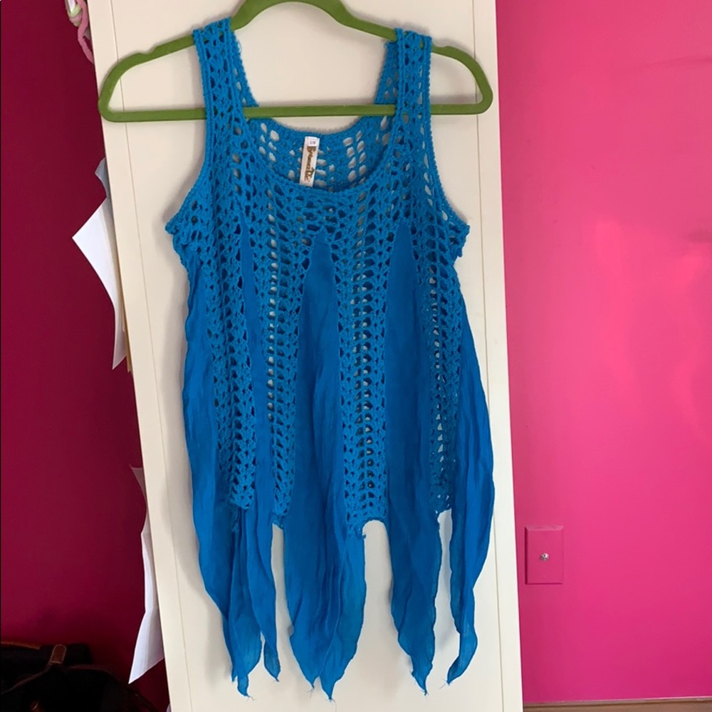 Blue crochet tank top